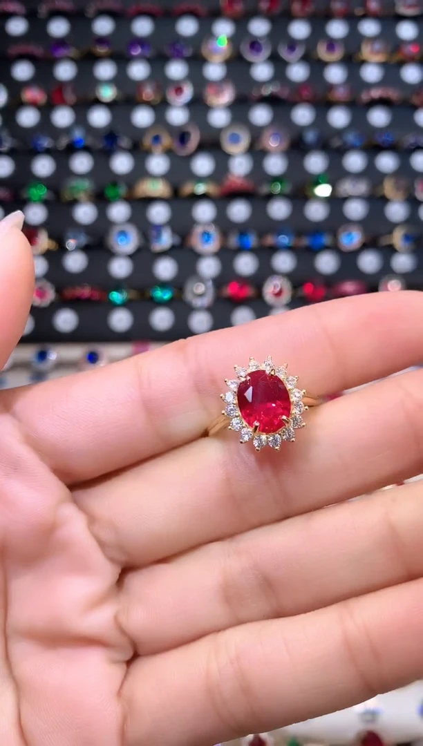 【闪购商品】红宝石戒指银S925镶嵌金色