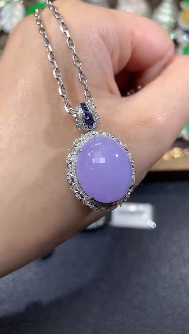 吊坠(不含链)18K金镶嵌翡翠C59 紫货有一定色差