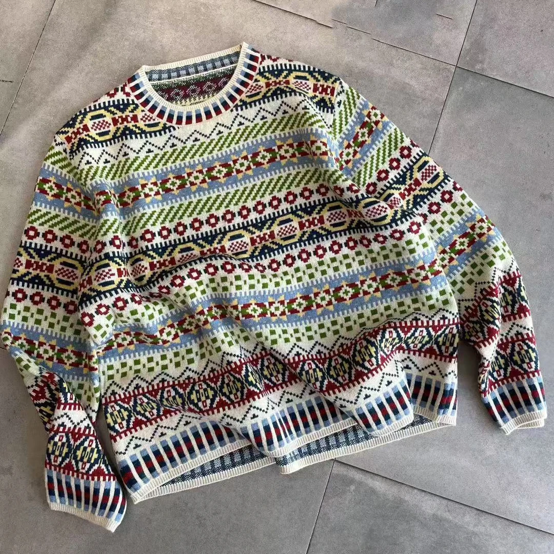 【那尚新品】立体提花复古英伦风菲尔岛毛衣