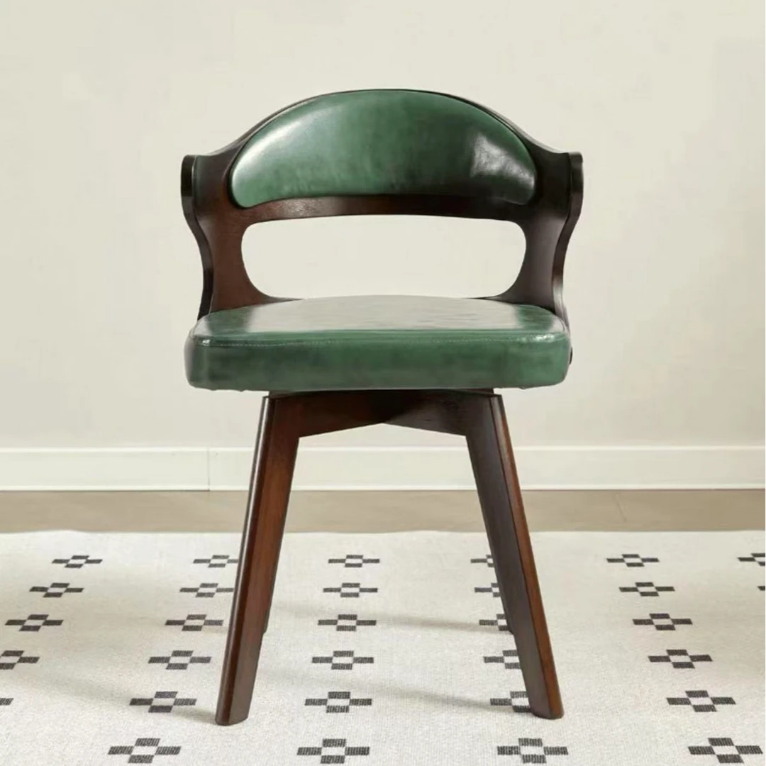 加大款木中式轻奢旋转化妆椅靠背凳学习椅简约餐椅书桌椅书房