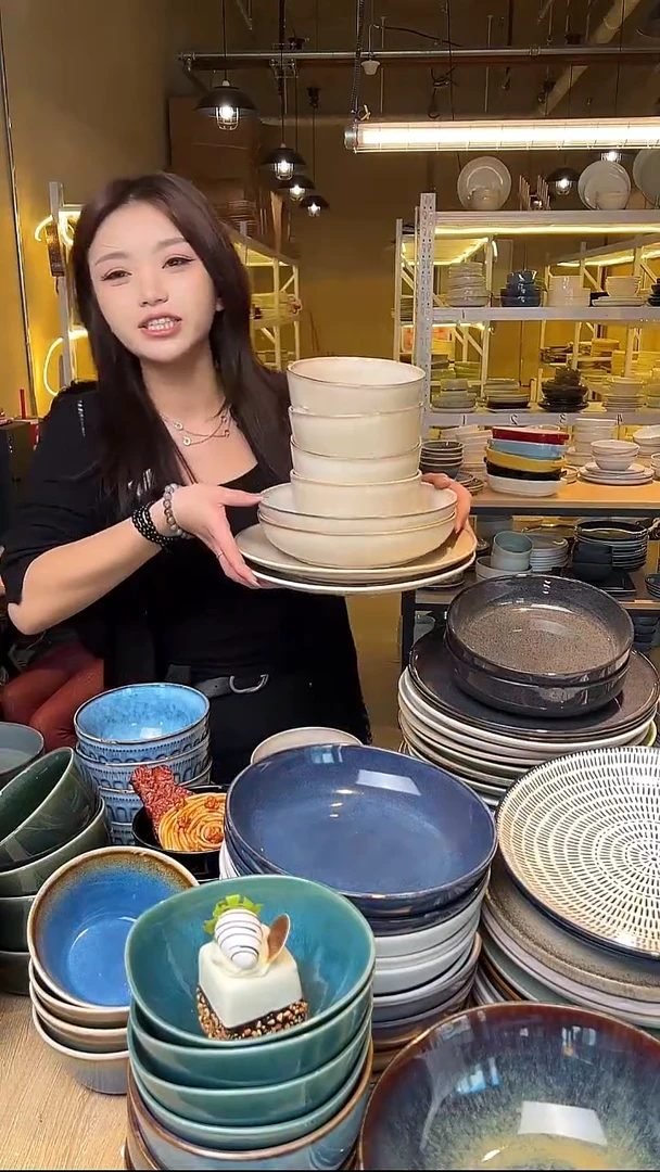 瓷210外贸尾货高温釉下彩陶瓷餐具默认微瑕