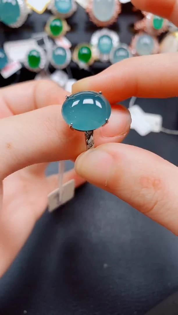 银S925镶嵌戒指翡翠翡翠