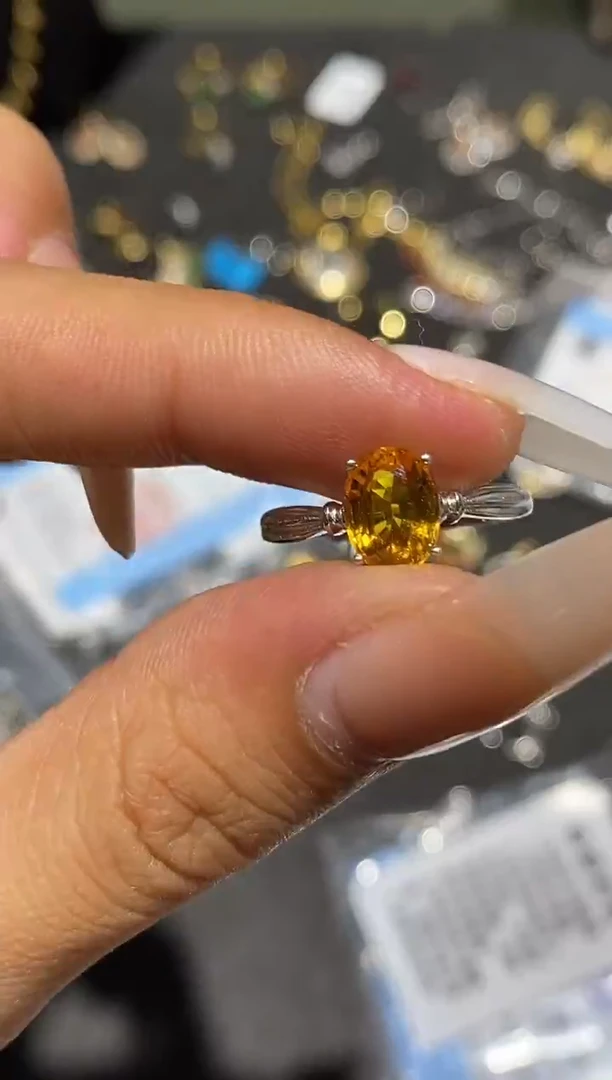 戒指蓝宝石银S925镶嵌戒指