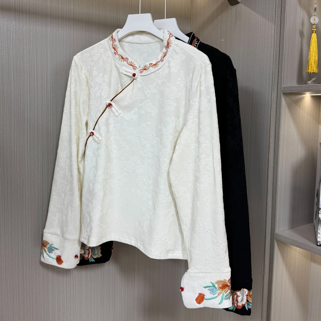 2311-提花立领常规常规款长袖上衣厚款冬款打底T