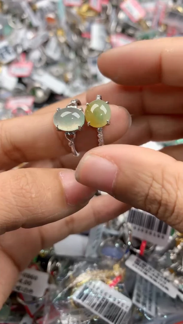 银S925镶嵌戒指翡翠12             9