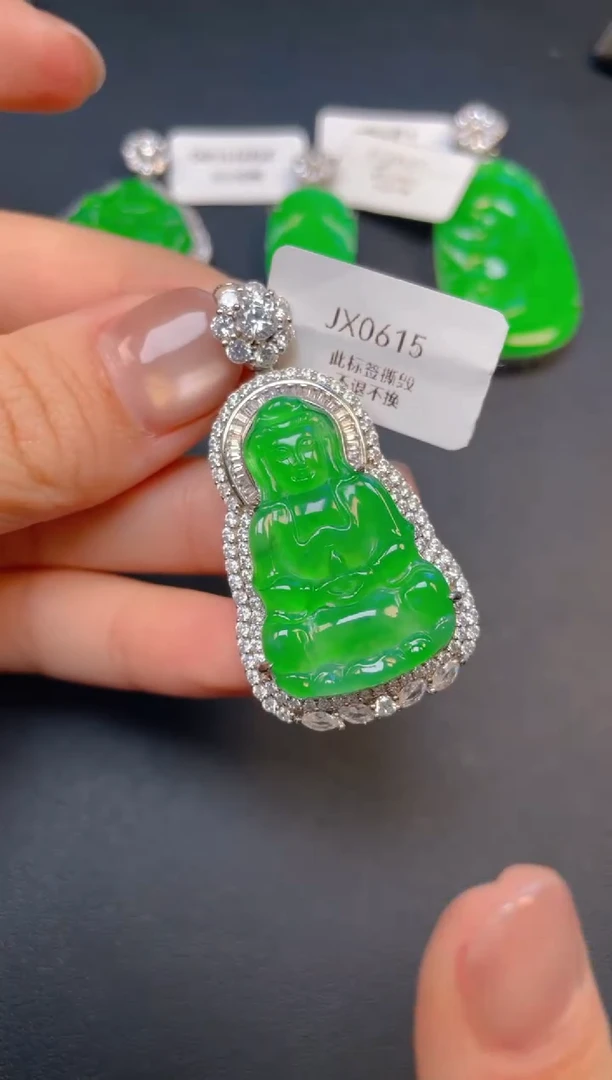 吊坠(不含链)银S925镶嵌翡翠吊坠