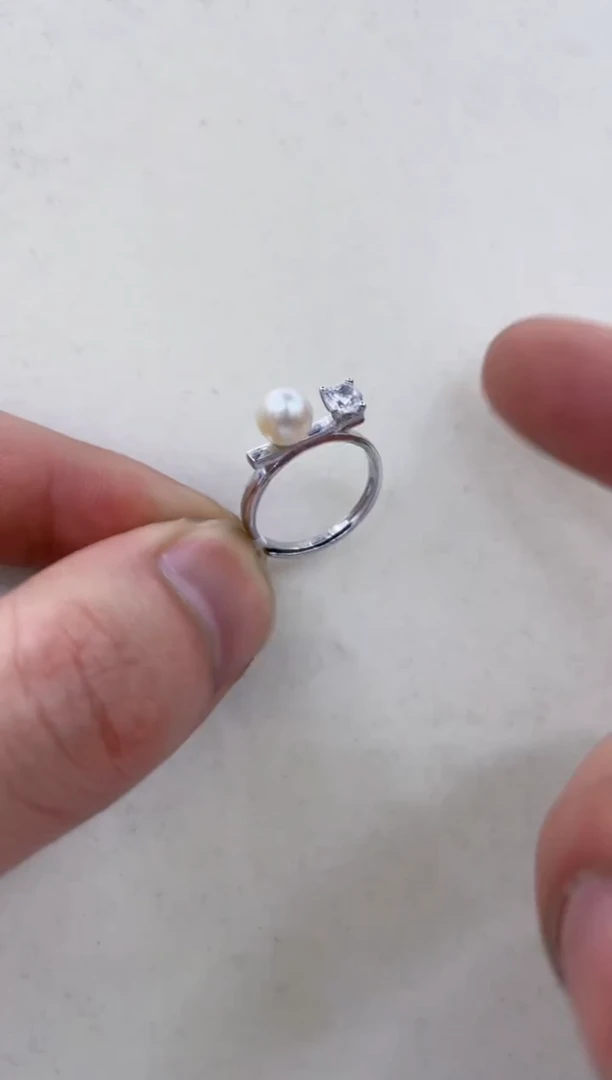 银S925镶嵌戒指海水珍珠