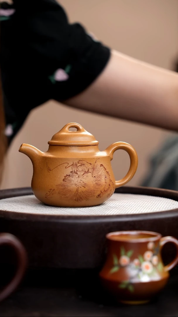 茶壶紫砂黄金段竹鼎刻钟馗009