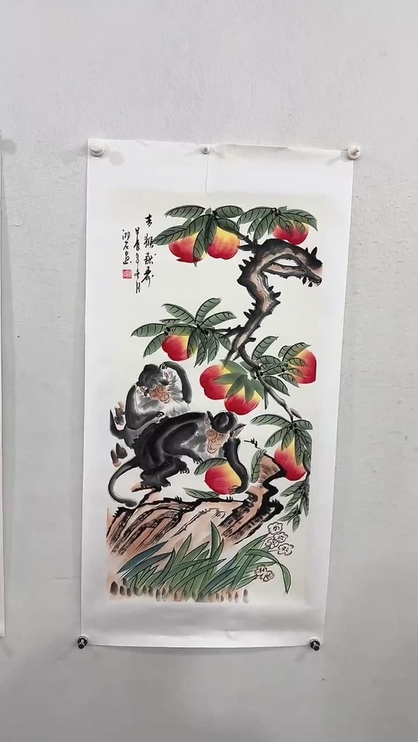 【闪购商品】国画吉猴献寿   胡宏源 4.5平尺