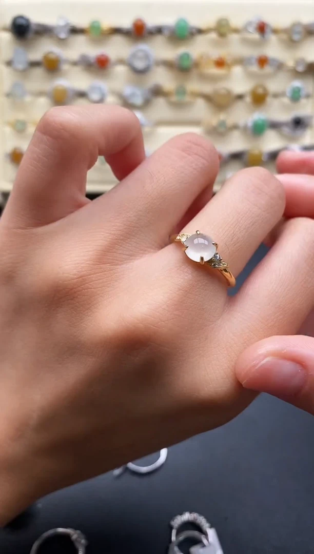 银S925镶嵌戒指翡翠4444444+6