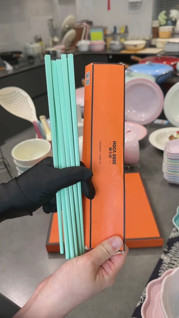 【闪购商品】瓷筷子SPS6双盒装-孔雀青