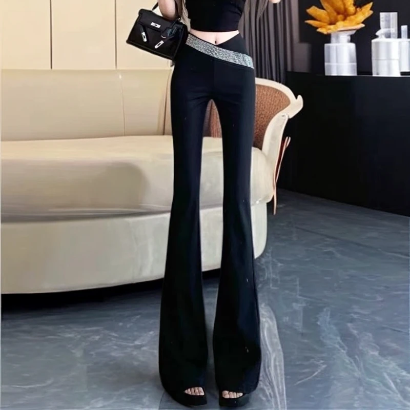 高腰显瘦天花板黑色2025春秋马蹄裤西装微喇叭裤修身长裤子女3005