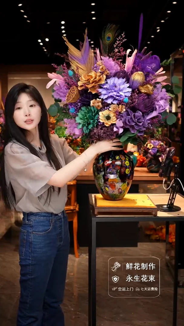 手工艺品琉璃手工花器花束空运包邮送货上门-以图片为准