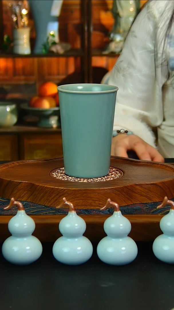 瓷片全手工仿古釉可乐杯，微瑕