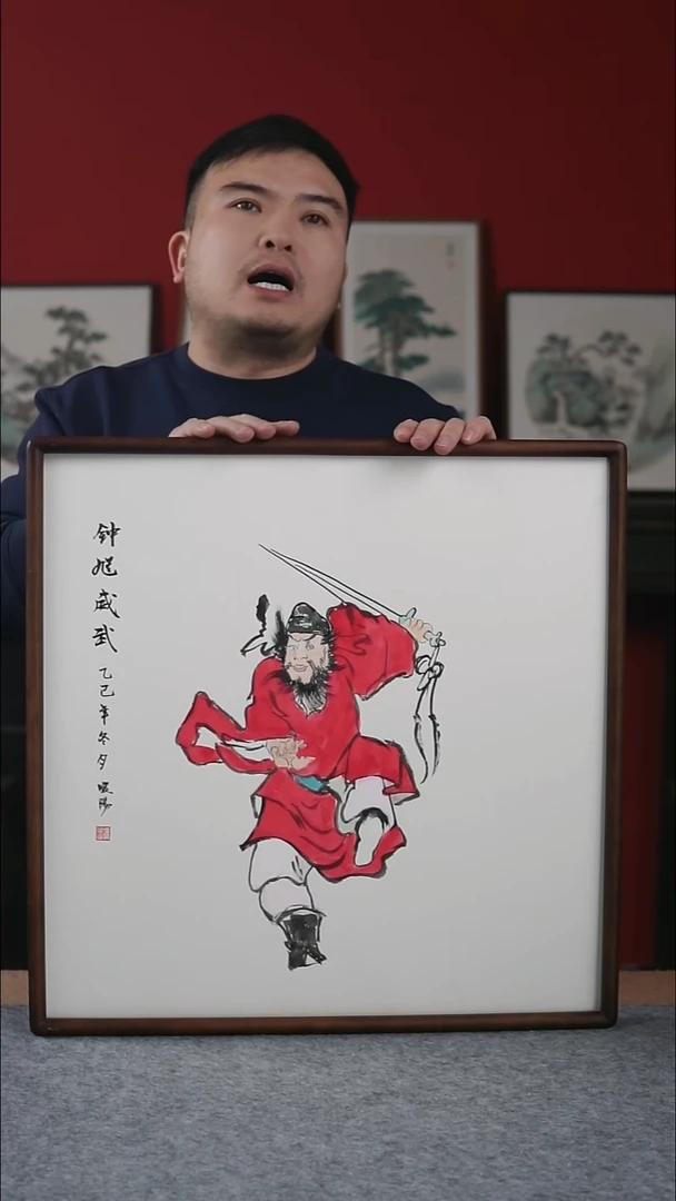 国画纯手写纯手绘-带框尺寸52*52