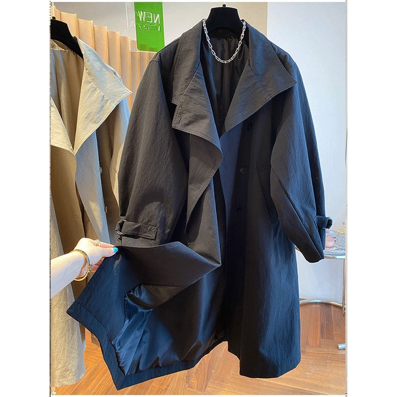 高级感气质立领长款英伦风衣女春秋2025新款宽松休闲廓形大衣外套