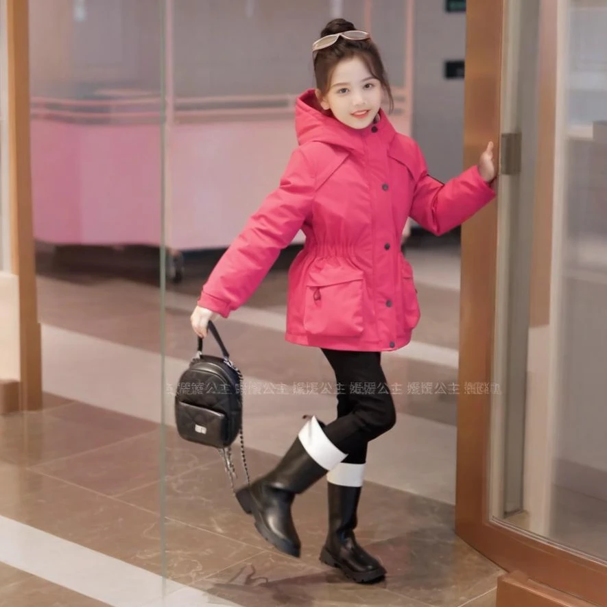 媛媛公主2025冬季女童中大童新品洋气收腰夹棉棉服外套15408Q484