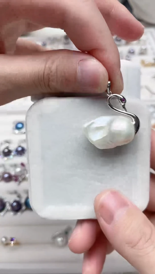 【闪购商品】淡水珍珠吊坠(不含链)银S925镶嵌吊坠