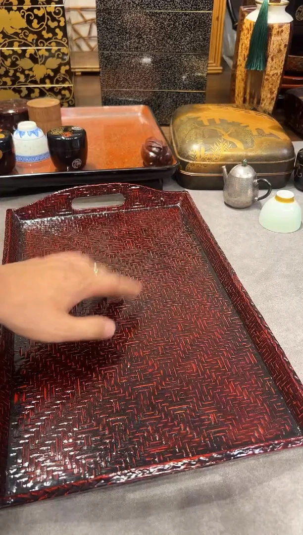 九篮 篮胎漆竹编 托盘