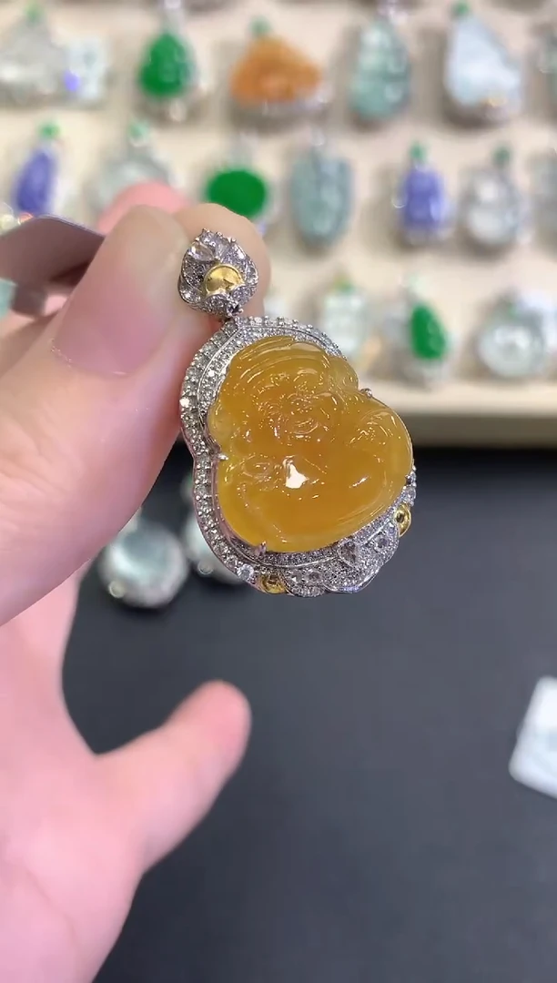 吊坠(不含链)18K金镶嵌翡翠冬日珠宝W77