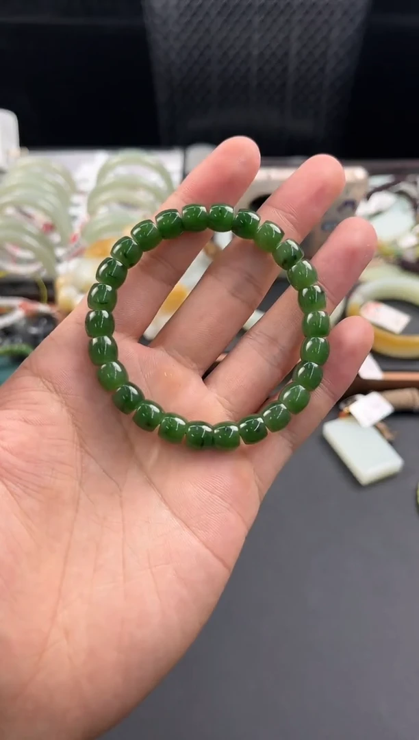 未镶嵌手串和田玉和田碧玉直切手串卡8微色差