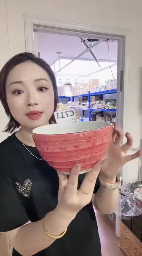 瓷片日本瓷器红鲷鱼16CM面碗C711