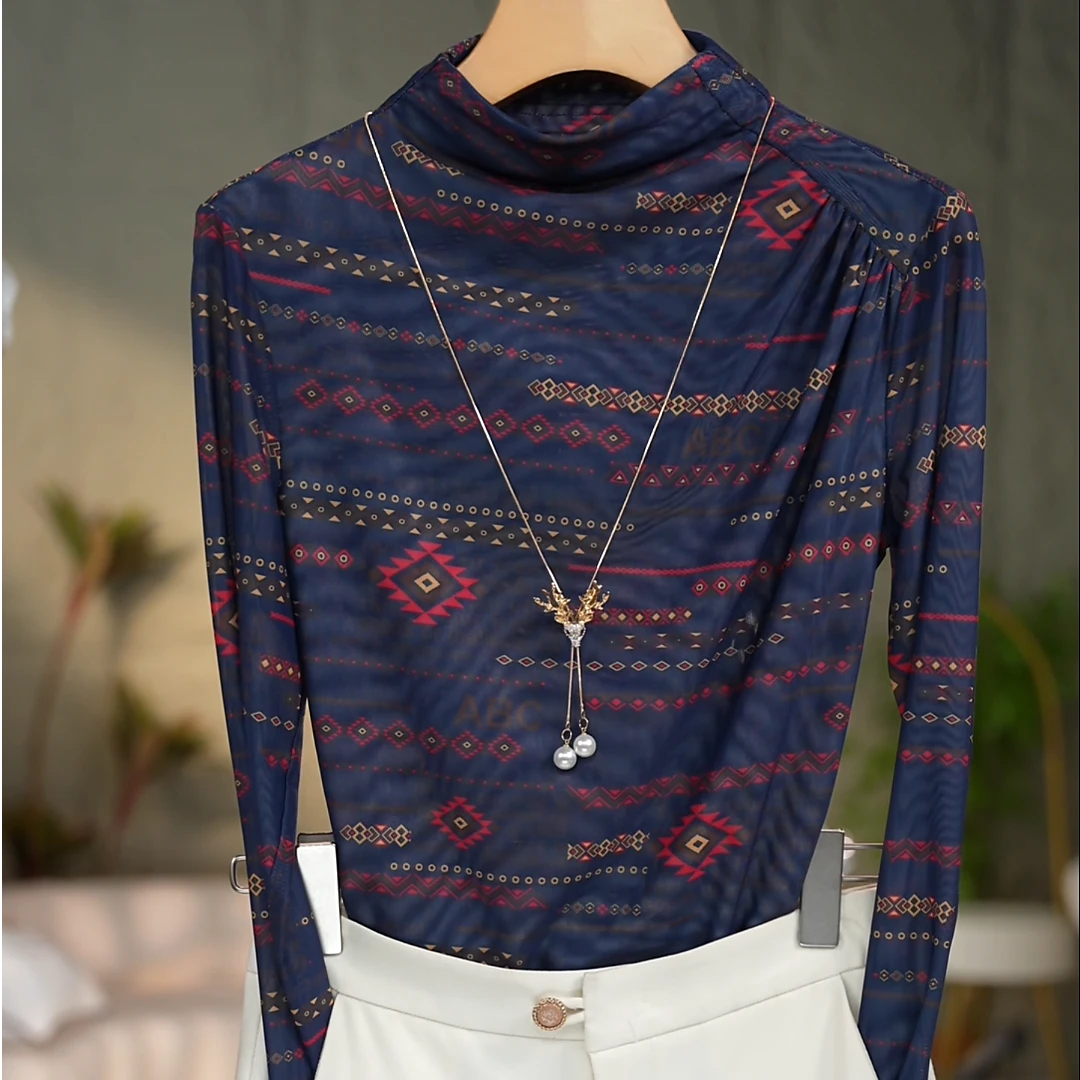 081#高贵上档次小衫2025新款潮流气质时尚显瘦网纱打底衫上衣