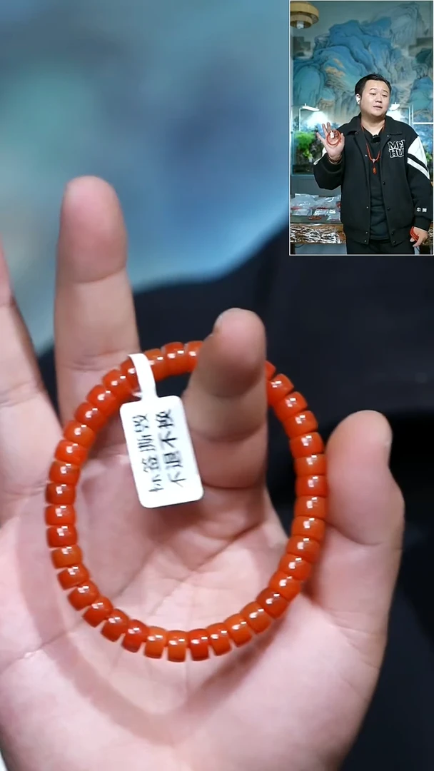 未镶嵌手串南红玛瑙柿子锦老型直切手串卡7.5mm