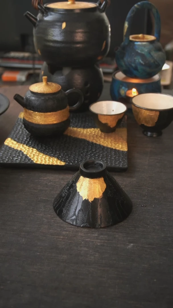 【闪购商品】其他大漆黑金杯563九泽茶器
