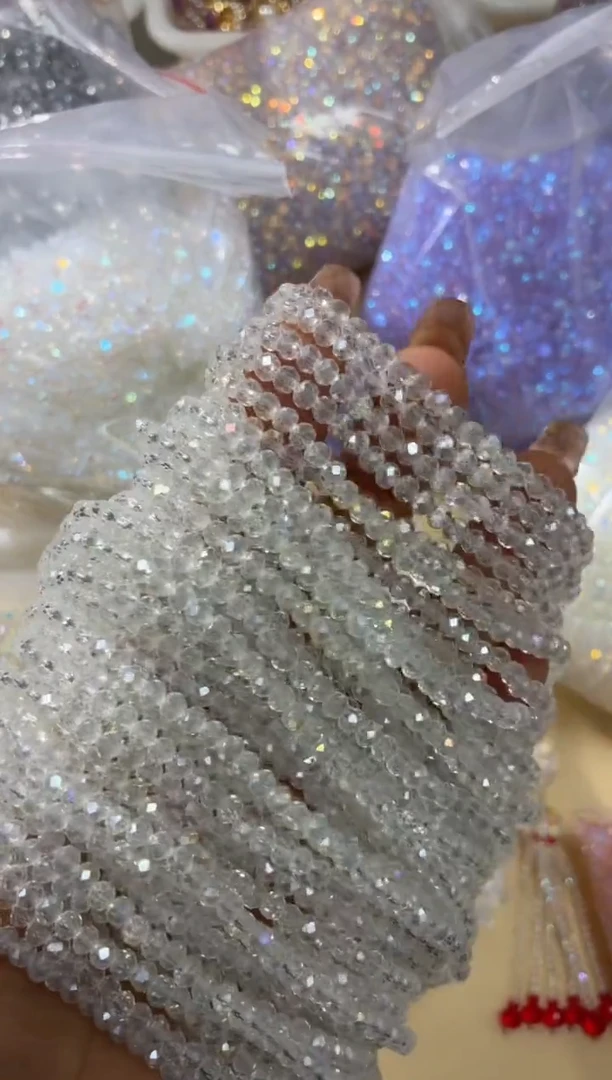 玻璃1664卡4水晶扁10条AB白色