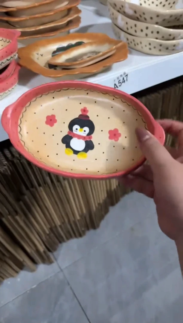 陶瓷企鹅盘子【十里高温釉下彩陶瓷】