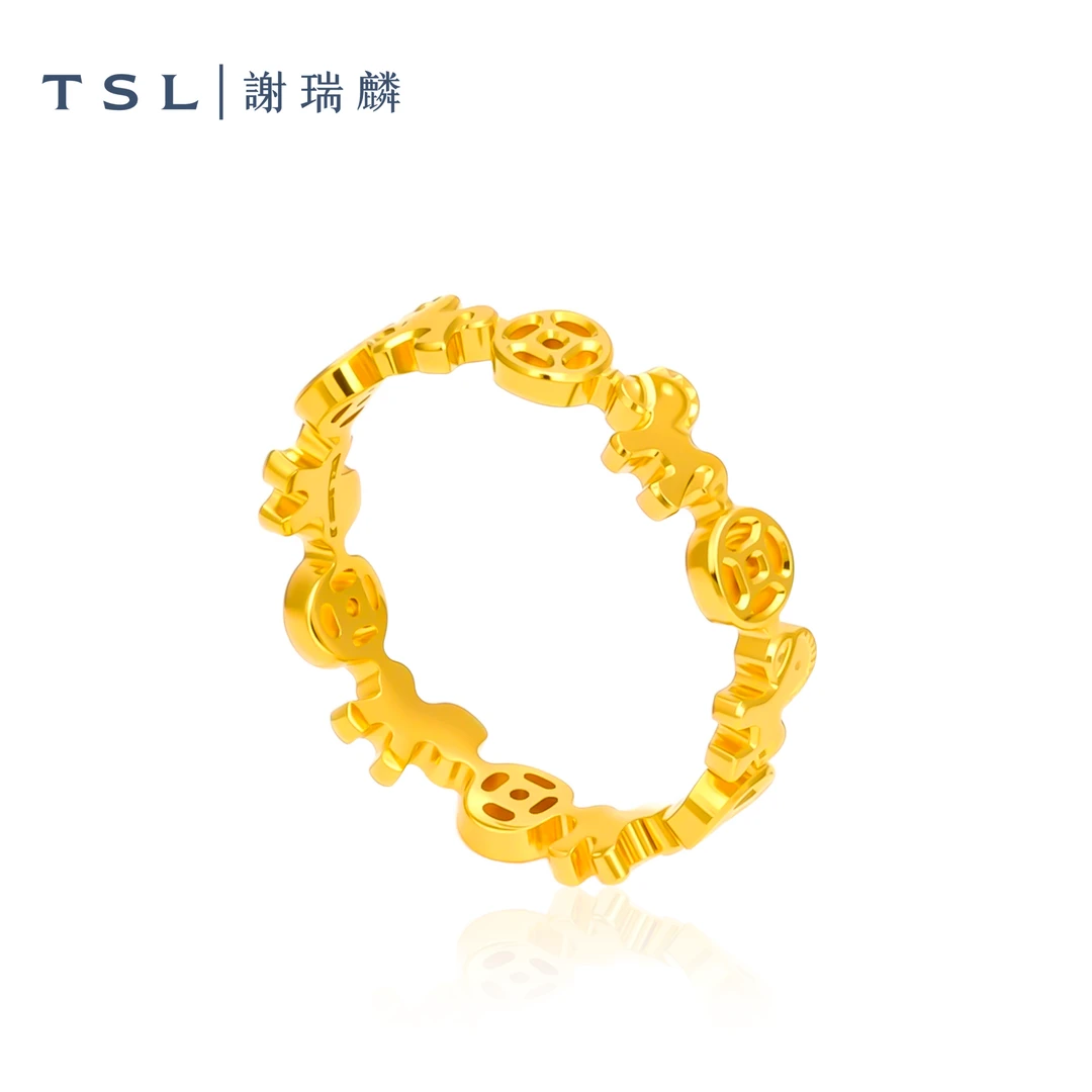 TSL/谢瑞麟足金女款马上有钱创意设计戒指
