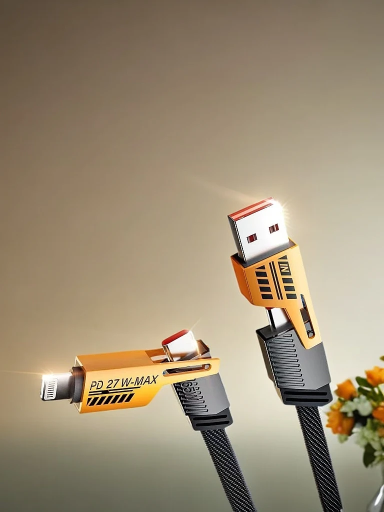 机甲战绳数据线四合一拖三多功能华为快速二拖二通用编织type-c线