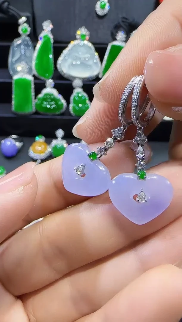 【闪购商品】翡翠耳饰18K金镶嵌耳包