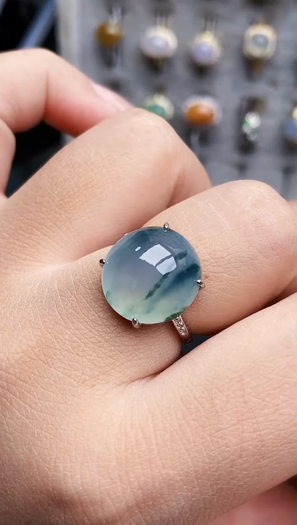 银S925镶嵌戒指翡翠3088