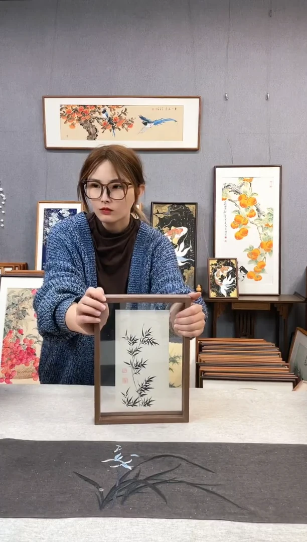 【闪购商品】国画A4-23*32摆台手绘作品-竹子