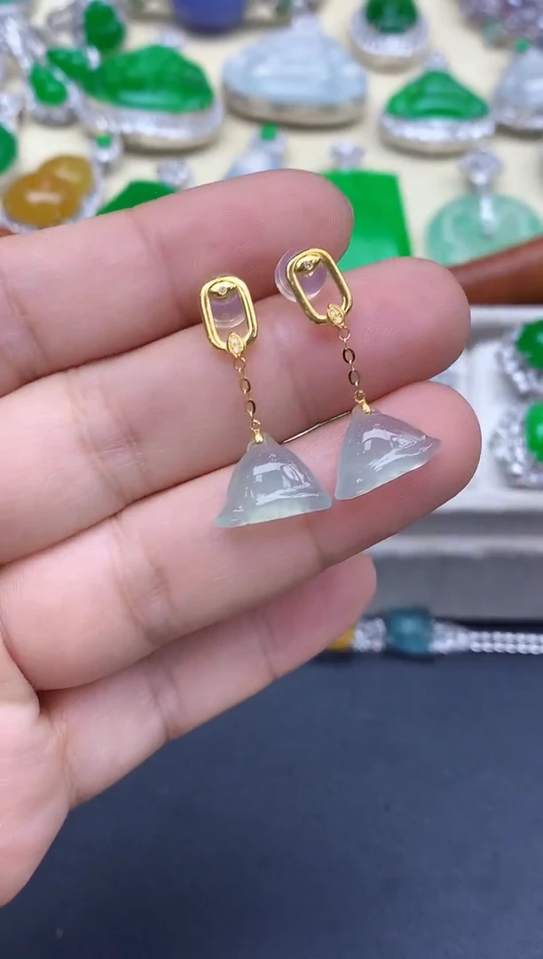 18K金镶嵌翡翠耳饰386-中国好珍宝