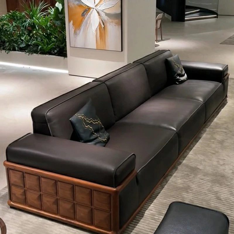 新中式实木沙发家用别墅客厅现代简约轻奢高端沙发会客接待休息区