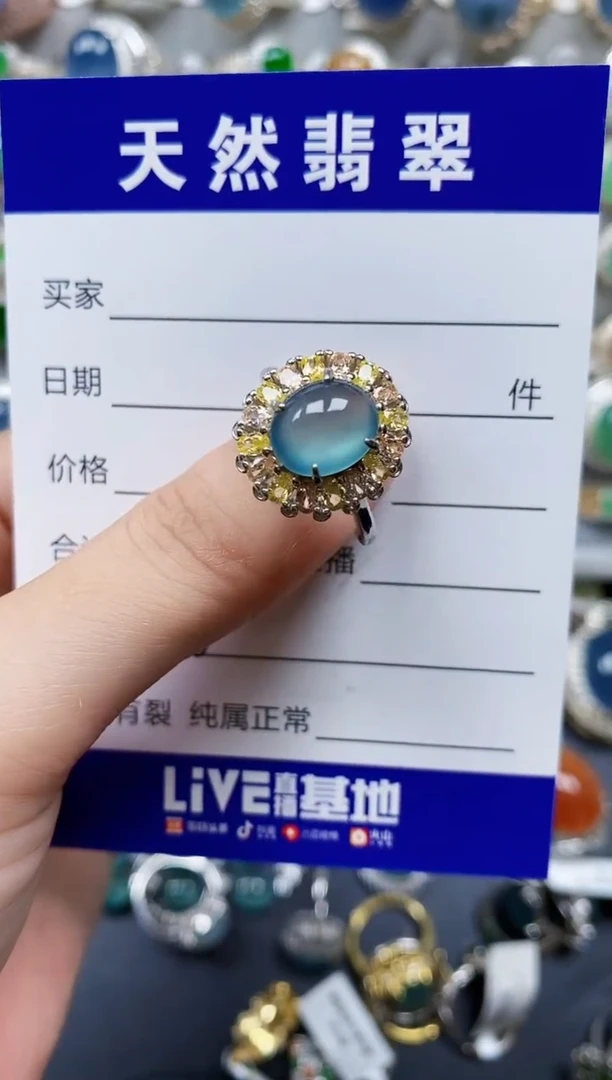 翡翠戒指银S925镶嵌586