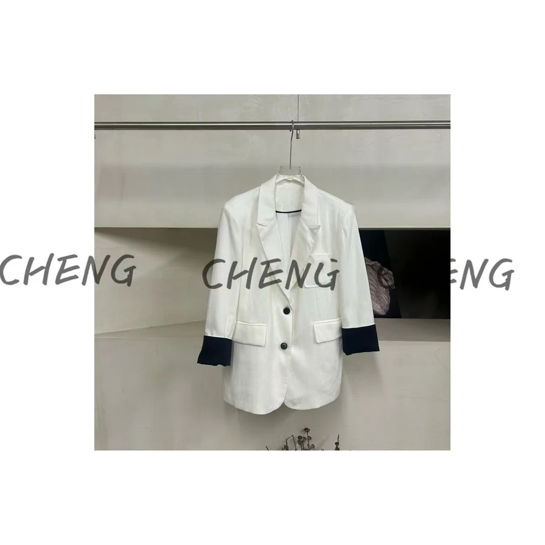 【CB-J-西装】撞色长袖西装外套女欧货气质宽松显瘦韩版休闲小西服