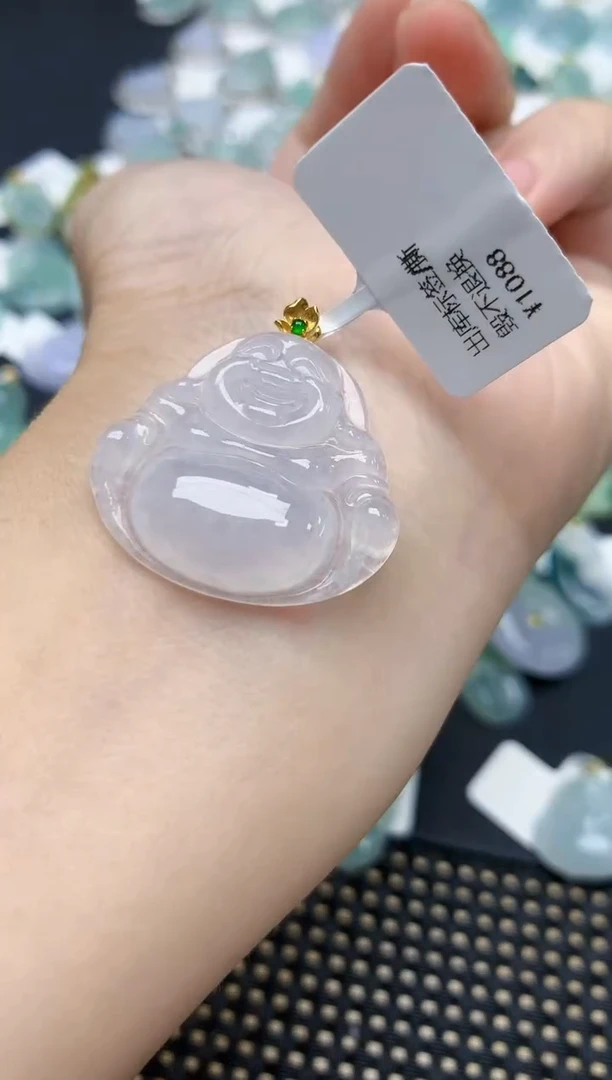 颈饰18K金镶嵌翡翠天然缅甸A货翡翠