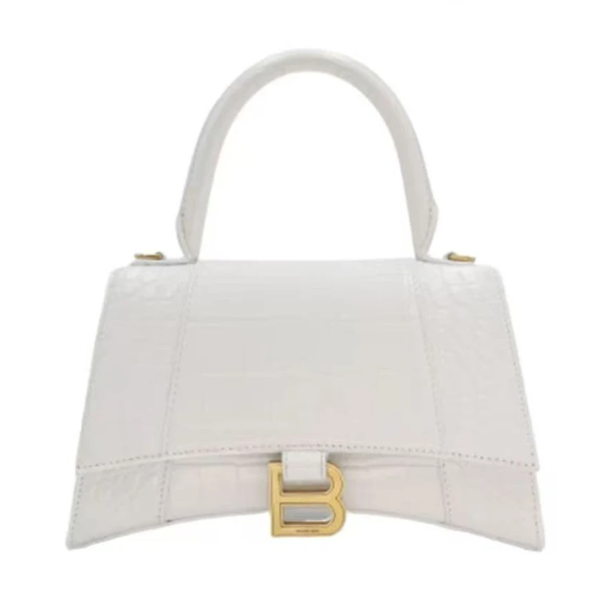 99新 Balenciaga/巴黎世家 白鳄压沙漏金扣S单肩斜挎手提包/甄选