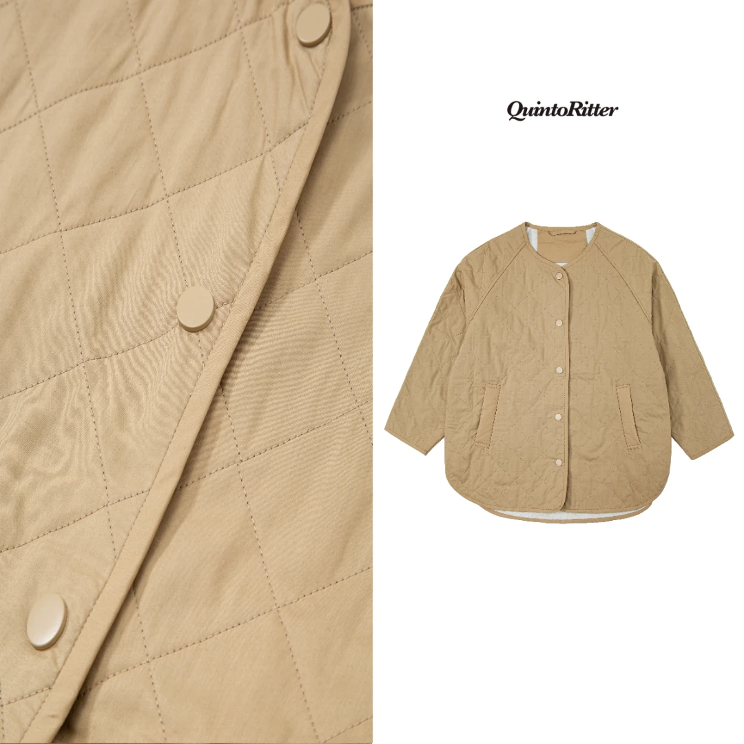 2025年秋冬季圆领棉衣棉服羊毛廓形时尚百搭新复古风纯色ZHMY030