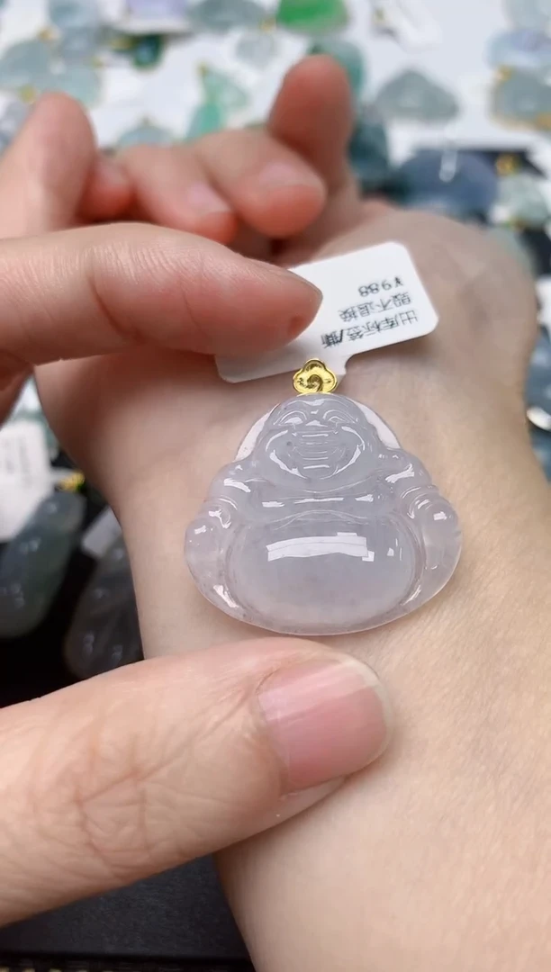 颈饰18K金镶嵌翡翠天然缅甸A货翡翠