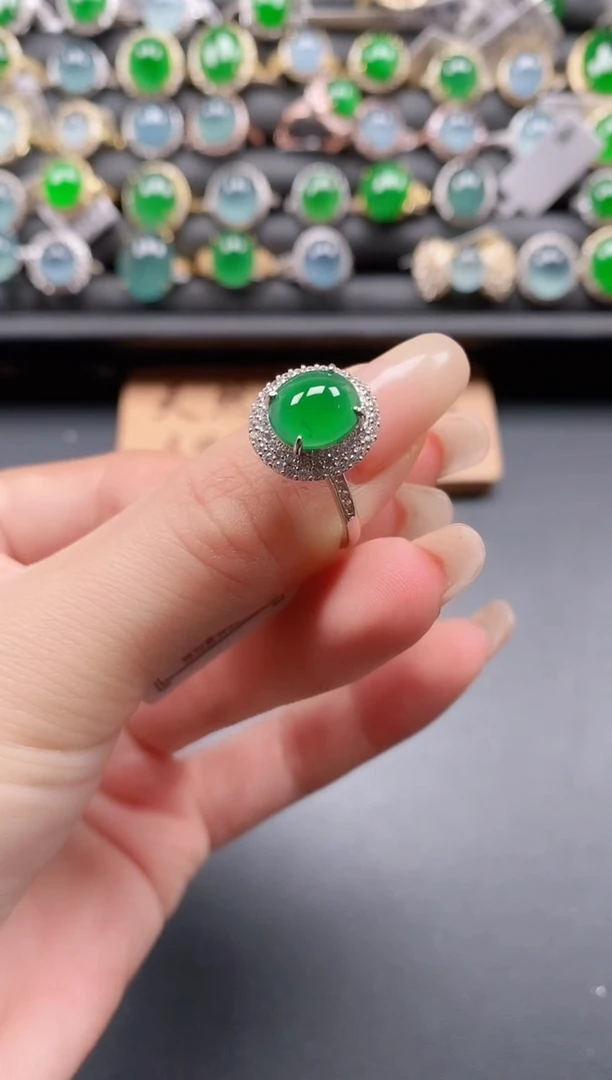 银S925镶嵌戒指翡翠11