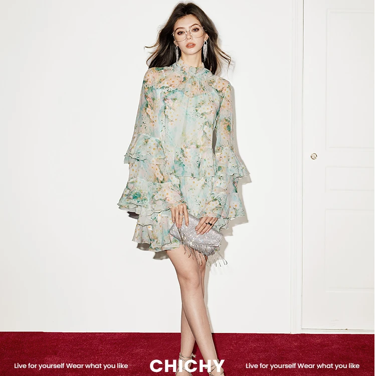 【若谷专属】 CHICHY短袖连衣裙女25夏季新款连衣裙CC8F003252