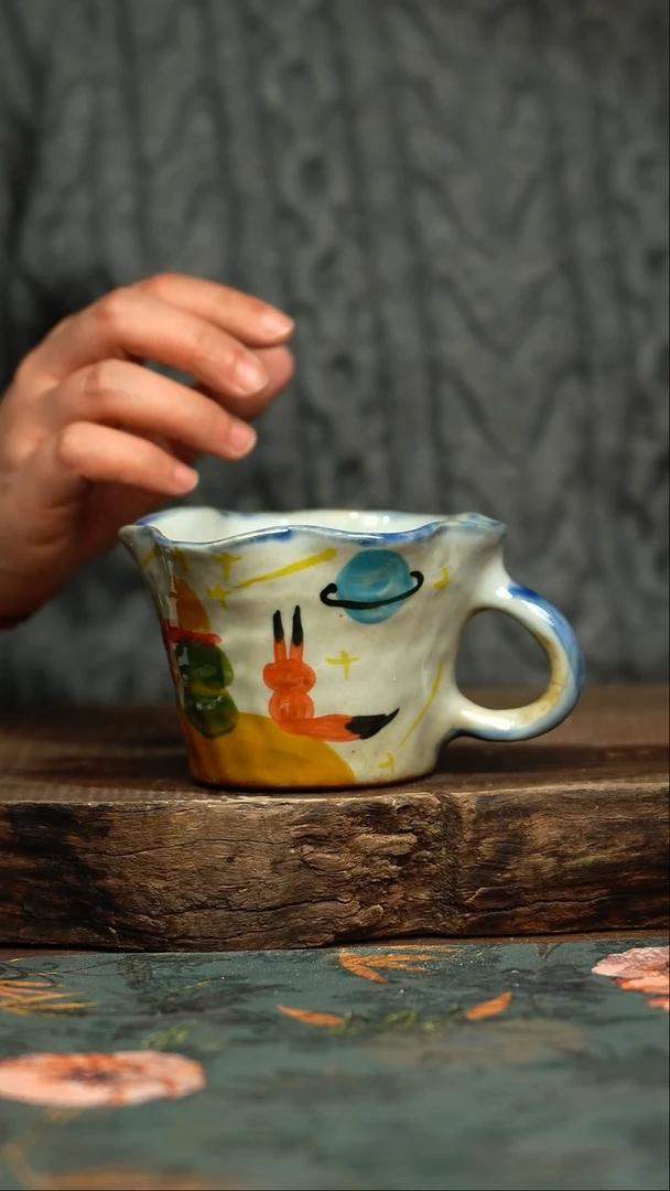 【闪购商品】杯杯手工手绘同款陶器