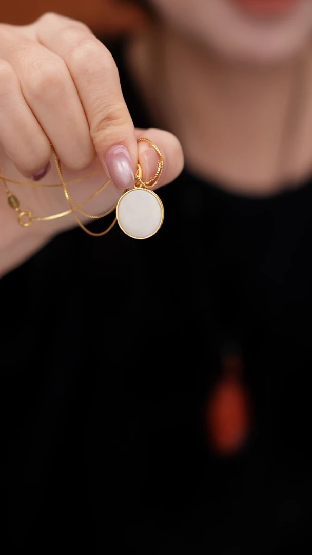 银S925镶嵌和田玉挂件MZL041和田玉马链坠