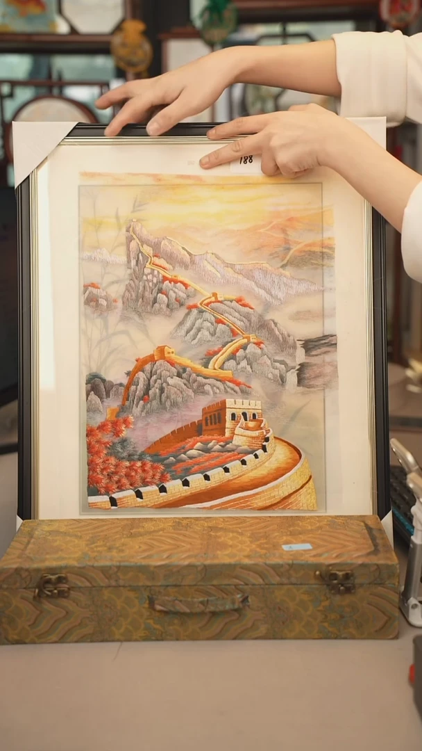 扇子苏绣绣片 30乘40