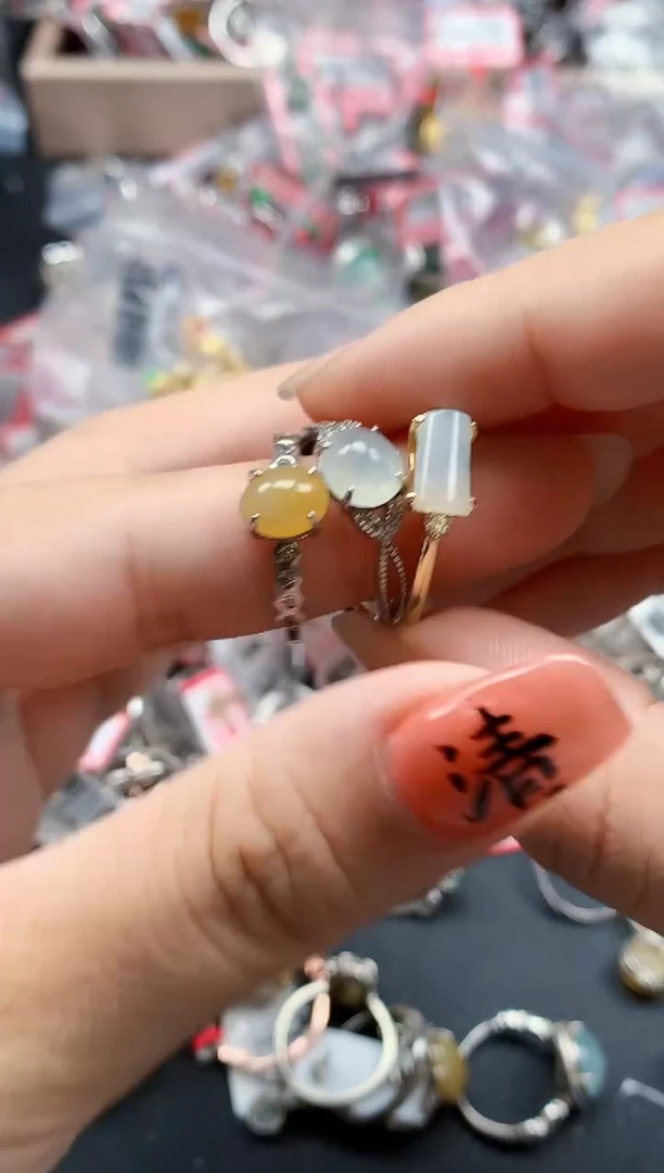 银S925镶嵌戒指翡翠天然A货缅甸翡翠